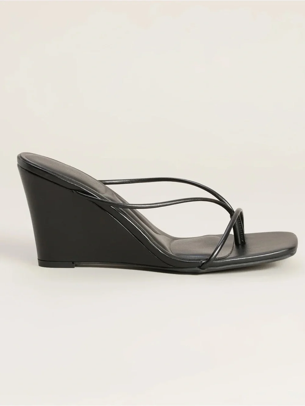 Black Strappy Wedge Sandals